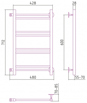 Полотенцесушитель водяной Стилье Версия-Б1 600x400